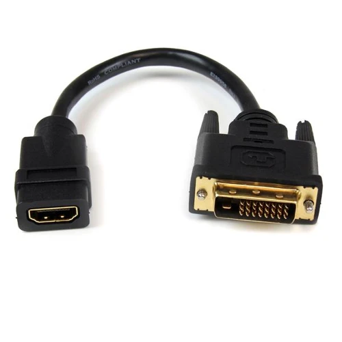 StarTech.com 8in HDMI to DVI-D Video Cable Adapter - HDMI Female to DVI Male, 0.203 m, HDMI Type A (Standard), DVI-D, Female, Male, Straight