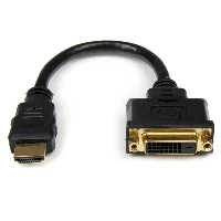 StarTech.com 8in HDMI to DVI-D Video Cable Adapter - HDMI Male to DVI Female, 0.2 m, HDMI, DVI-D, Male, Male, Straight