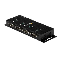 StarTech.com 4 Port USB to DB9 RS232 Serial Adapter Hub  Industrial DIN Rail and Wall Mountable, USB 2.0 Type-B, Serial, Black, Steel, Activity, USB