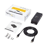 StarTech.com 4 Port USB to DB9 RS232 Serial Adapter Hub  Industrial DIN Rail and Wall Mountable, USB 2.0 Type-B, Serial, Black, Steel, Activity, USB