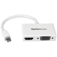 StarTech.com Travel A/V Adapter 2-in-1 Mini DisplayPort to HDMI or VGA Converter - White, 0.15 m, 1920 x 1200 pixels, 1080p, White, Passive video converter, CE, FCC, REACH
