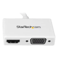 StarTech.com Travel A/V Adapter 2-in-1 Mini DisplayPort to HDMI or VGA Converter - White, 0.15 m, 1920 x 1200 pixels, 1080p, White, Passive video converter, CE, FCC, REACH