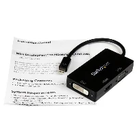 StarTech.com Travel A/V Adapter 3-in-1 Mini DisplayPort to VGA DVI or HDMI Converter, 0.15 m, Mini DisplayPort, DVI-D + VGA (D-Sub) + HDMI, Male, Female, Straight