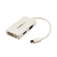 StarTech.com Travel A/V Adapter 3-in-1 Mini DisplayPort to VGA DVI or HDMI Converter - White, 0.15 m, Mini DisplayPort, DVI-D + VGA (D-Sub) + HDMI, Male, Female, Straight