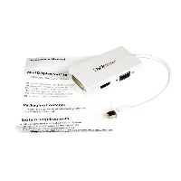 StarTech.com Travel A/V Adapter 3-in-1 Mini DisplayPort to VGA DVI or HDMI Converter - White, 0.15 m, Mini DisplayPort, DVI-D + VGA (D-Sub) + HDMI, Male, Female, Straight