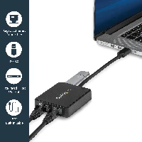 StarTech.com USB 3.0 to Dual Port Gigabit Ethernet Adapter NIC w/ USB Port, Wired, USB, Ethernet, 5000 Mbit/s, Black