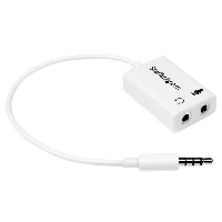 StarTech.com White headset adapter for headsets with separate headphone / microphone plugs - 3.5mm 4 position to 2x 3 position 3.5mm M/F, White, 3.5mm, 2 x 3.5mm, Male, Female, Polyvinyl chloride (PVC)