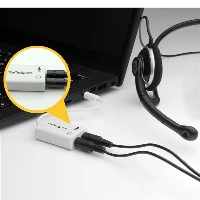 StarTech.com White headset adapter for headsets with separate headphone / microphone plugs - 3.5mm 4 position to 2x 3 position 3.5mm M/F, White, 3.5mm, 2 x 3.5mm, Male, Female, Polyvinyl chloride (PVC)