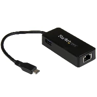 StarTech.com USB-C to Gigabit Network Adapter with Extra USB 3.0 Port, Wired, USB, Ethernet, 5000 Mbit/s, Black