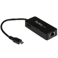 StarTech.com USB-C to Gigabit Network Adapter with Extra USB 3.0 Port, Wired, USB, Ethernet, 5000 Mbit/s, Black