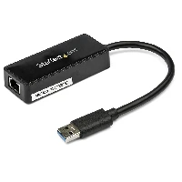 StarTech.com USB 3.0 to Gigabit Ethernet Adapter NIC w/ USB Port - Black, Wired, USB, Ethernet, 5000 Mbit/s, Black