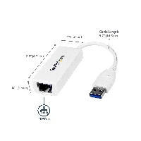 StarTech.com USB 3.0 to Gigabit Ethernet NIC Network Adapter - White, Wired, USB, Ethernet, 5000 Mbit/s, White