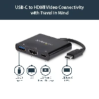 StarTech.com USB-C Multiport Adapter with HDMI - USB 3.0 Port - 60W PD - Black, Wired, USB 3.2 Gen 1 (3.1 Gen 1) Type-C, Black, 5 Gbit/s, 4096 x 2160 pixels, Plastic