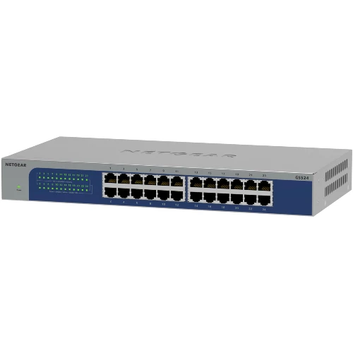 NETGEAR GS524-300EUS, 24-Port Gigabit Ethernet unmanaged Switch, Desktop, Unmanaged, Gigabit Ethernet (10/100/1000), Full duplex