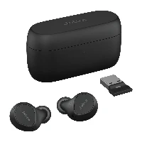 Jabra Evolve2 Buds UC - True wireless earphones con microfono - in-ear - Bluetooth - eliminazione rumore attivata - USB-A tramite adattatore Bluetooth - isolamento dal rumore - nero - Zoom Certificato, Ottimizzato per Google Meet