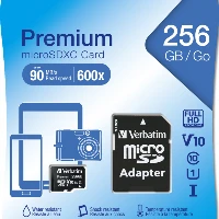 VERBATIM MICRO SDXC 256GB C10/U1 WITH ADAPTER