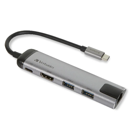 VERBATIM HUB USB-C 3XUSB-A/1XUSB-C/1XHDMI/1XRJ45