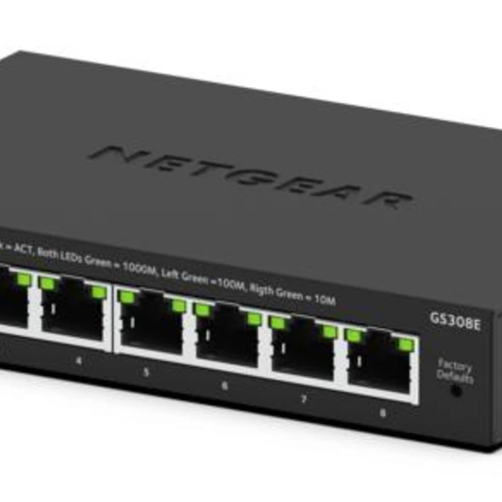 NETGEAR GS308E, Managed, L2/L3, Gigabit Ethernet (10/100/1000), Full duplex, Power over Ethernet (PoE)