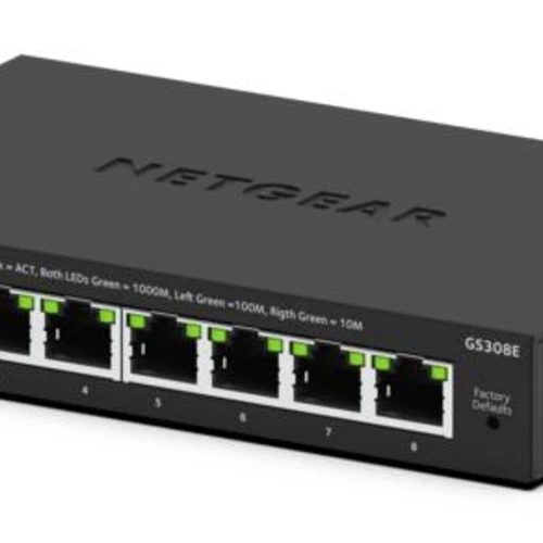 NETGEAR GS308E, Managed, L2/L3, Gigabit Ethernet (10/100/1000), Full duplex, Power over Ethernet (PoE)