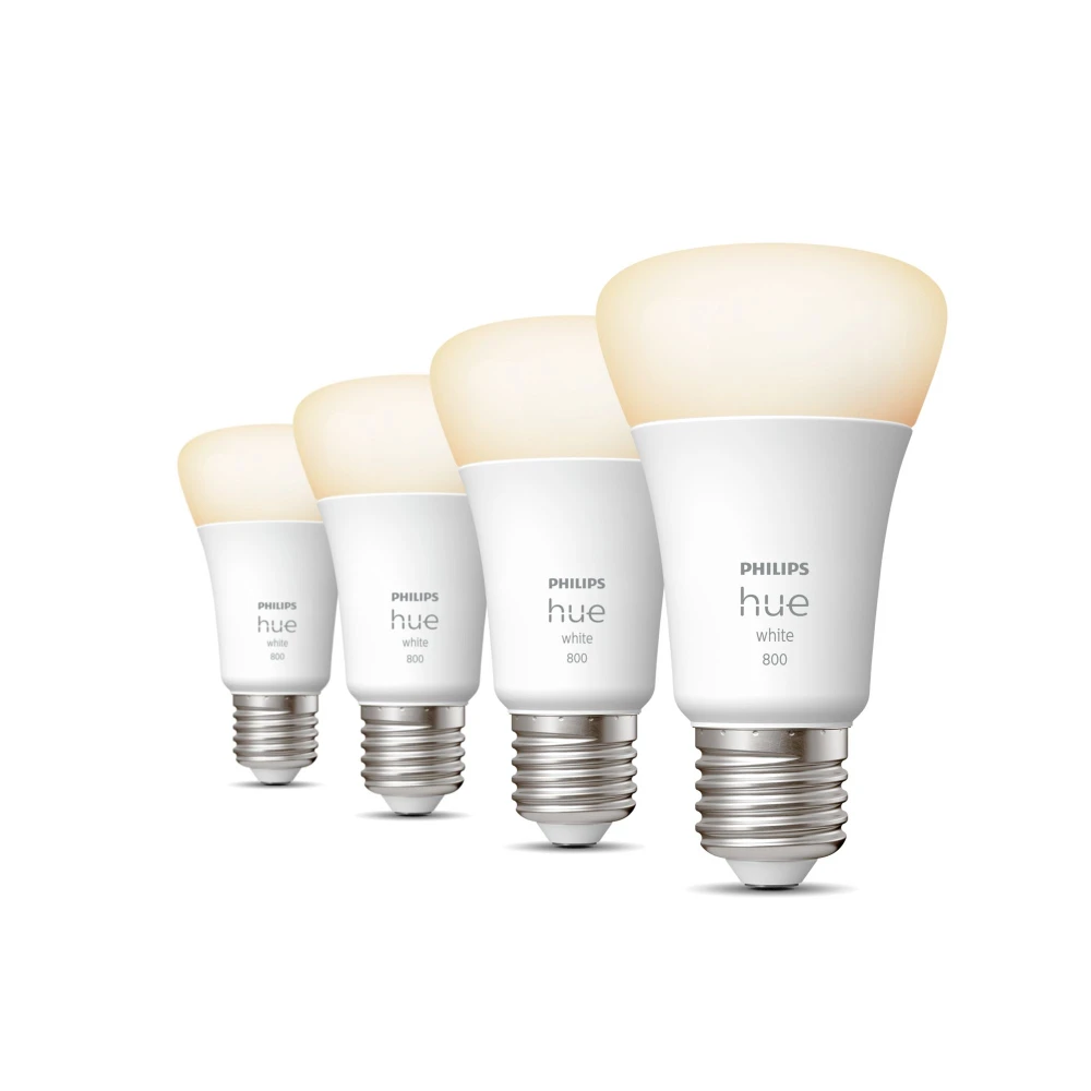 Philips Hue White 4-pack E27, Smart bulb, White, Bluetooth/Zigbee, LED, E27, Warm white
