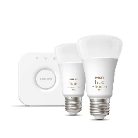 Philips Hue White and colour ambience Starter kit 2 E27 smart bulbs (1100), Smart lighting kit, White, Bluetooth/Zigbee, Integrated LED, E27, 2000 K