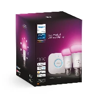 Philips Hue White and colour ambience Starter kit 2 E27 smart bulbs (1100), Smart lighting kit, White, Bluetooth/Zigbee, Integrated LED, E27, 2000 K