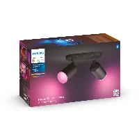 Philips Hue White and colour ambience Fugato double spotlight, Smart ceiling light, Black, Bluetooth, LED, GU10, 5.5 W