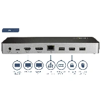 StarTech.com USB C Dock - Dual Monitor HDMI & DisplayPort 4K 30Hz - USB Type-C Laptop Docking Station 60W Power Delivery, SD, 4-port USB-A 3.0 Hub, GbE, Audio - Thunderbolt 3 Compatible, Wired, USB 3.2 Gen 1 (3.1 Gen 1) Type-C, 60 W, 3.5 mm, 10,100,1000 Mbit/s, IEEE 802.3, IEEE 802.3ab, IEEE 802.3u