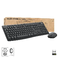 Logitech MK370 Combo for Business, Wireless, RF Wireless + Bluetooth, Membrane, QWERTY, Graphite, Mouse included