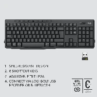 Logitech MK370 Combo for Business, Wireless, RF Wireless + Bluetooth, Membrane, QWERTY, Graphite, Mouse included