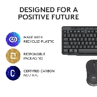 Logitech MK370 Combo for Business, Wireless, RF Wireless + Bluetooth, Membrane, QWERTY, Graphite, Mouse included