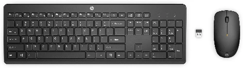 HP 235 Wireless Mouse and Keyboard Combo, Full-size (100%), Wireless, RF Wireless, Membrane, Black, Mouse included