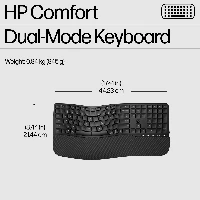 HP 685 Comfort Dual-Mode Keyboard and Mouse Combo, Full-size (100%), Wireless, RF Wireless + Bluetooth, Black, Mouse included