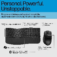 HP 685 Comfort Dual-Mode Keyboard and Mouse Combo, Full-size (100%), Wireless, RF Wireless + Bluetooth, Black, Mouse included