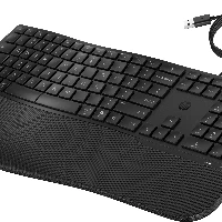 HP 485 Comfort Wired Keyboard, Full-size (100%), Wired, USB, Membrane, Black