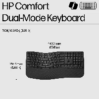 HP 685 Comfort Dual-Mode Keyboard, Full-size (100%), Wireless, RF Wireless + Bluetooth, Membrane, Black