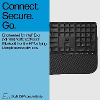 HP 685 Comfort Dual-Mode Keyboard, Full-size (100%), Wireless, RF Wireless + Bluetooth, Membrane, Black