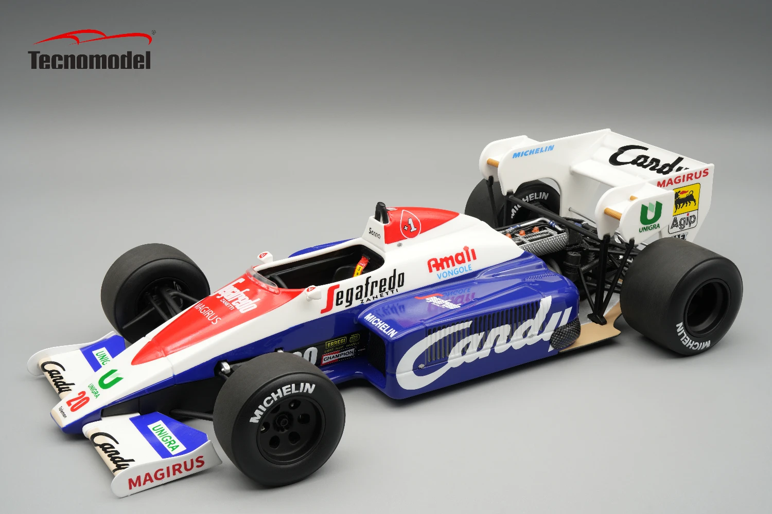 Toleman TG 184 1984 Practice Italian GP Driver Pierluigi Martini SHOWCASE INCLUDED