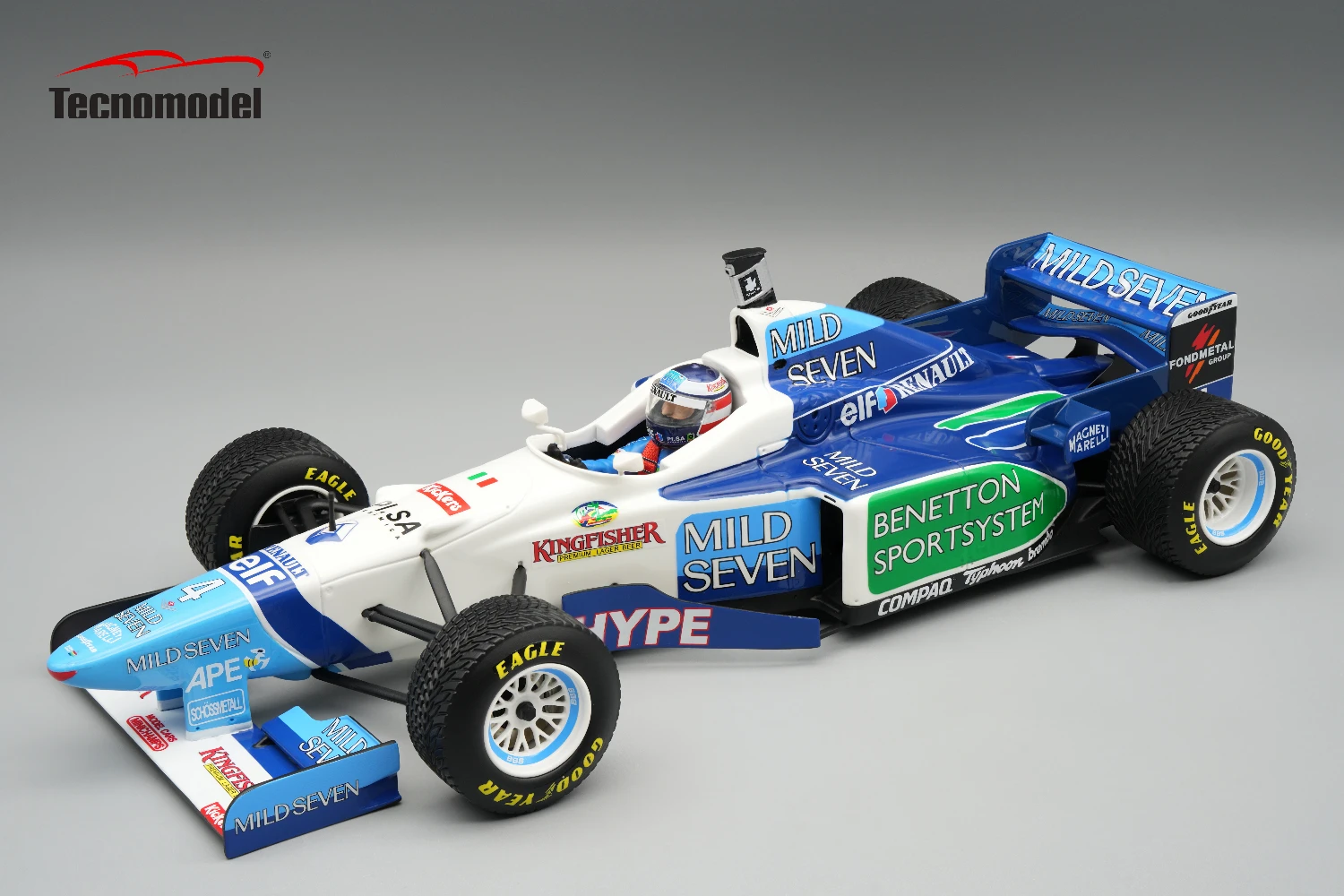 Benetton B196 1996  Spanish GP Driver: Gherard Berger Raining Tyres car #4 SHOWCASE INCLUDED