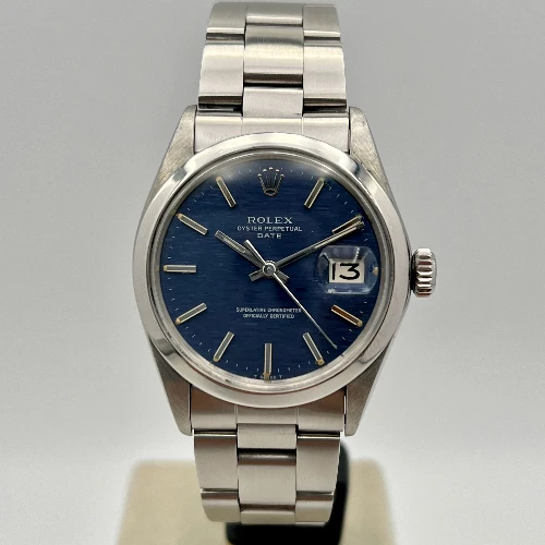 Rolex Oyster Perpetual Date 34mm Blu Shantung