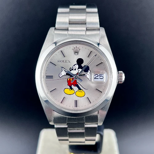 Rolex Oyster Date Precision Mickey Mouse Silver Topolino Argento