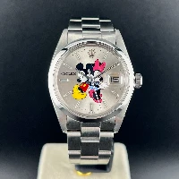 Rolex Oyster Perpetual Date 34mm Topolino Silver Mickey & Minnie