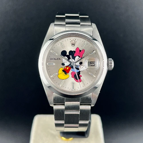 Rolex Oyster Perpetual Date 34mm Topolino Silver Mickey & Minnie
