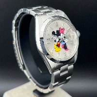 Rolex Oyster Perpetual Date 34mm Topolino Silver Mickey & Minnie
