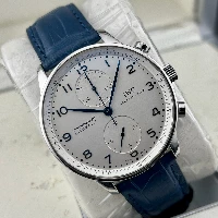 IWC Chronograph Portuguese Sfere Blu Cinturino Blu
