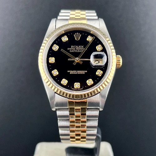 Rolex Datejust 36mm Acciaio/oro Nero Brillanti