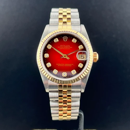 Rolex Datejust 31mm Vignette Rosso Diamanti Acciaio Oro