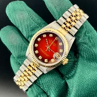 Rolex Datejust 31mm Vignette Rosso Diamanti Acciaio Oro