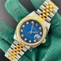 Rolex Datejust 36mm Acciaio/oro Blu Vignette Brillanti