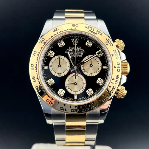 Rolex Daytona Acciaio&Oro Black Dial Diamonds